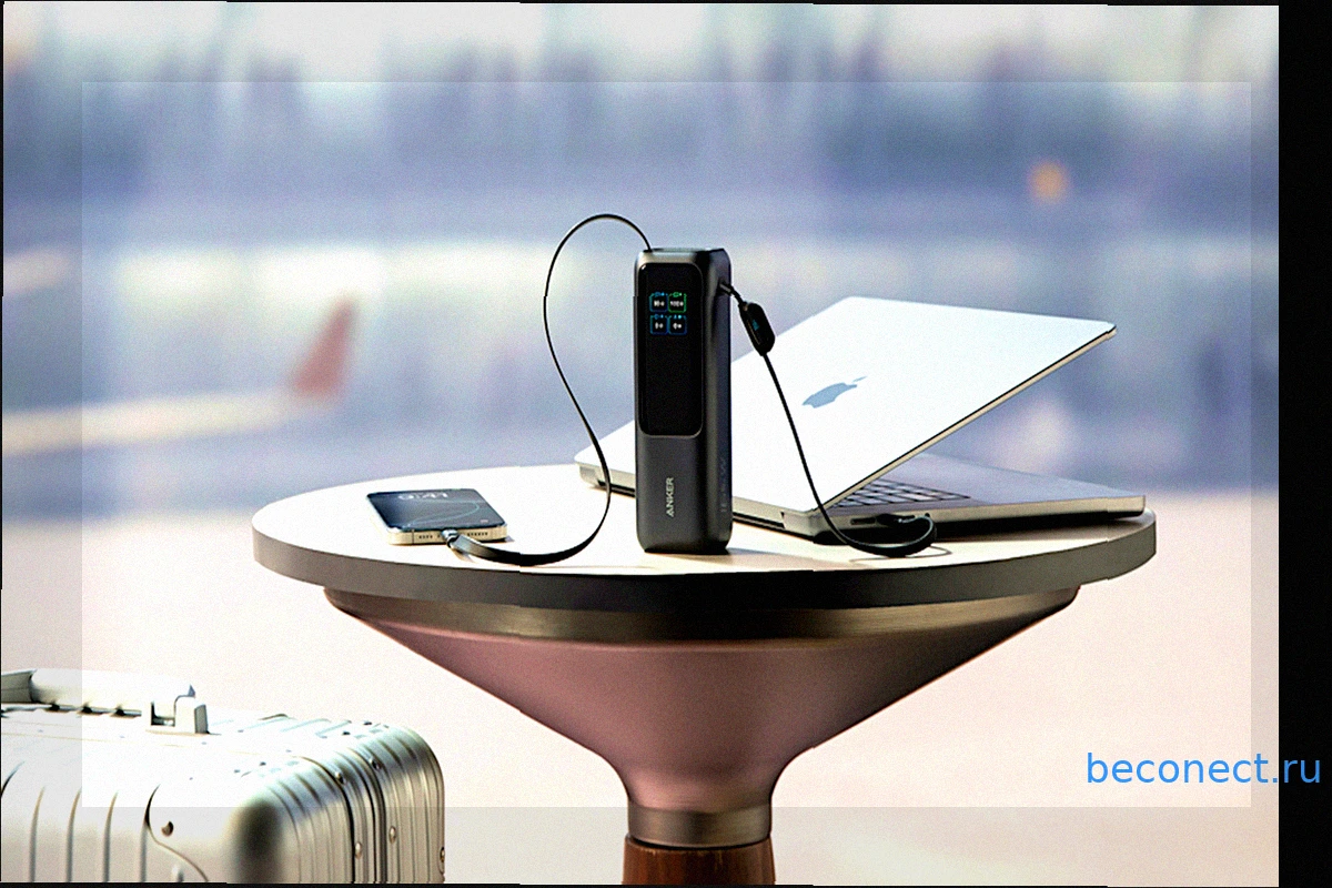 Anker A1695: Мощный портативный аккумулятор 25 000 мАч с двумя встроенными кабелями