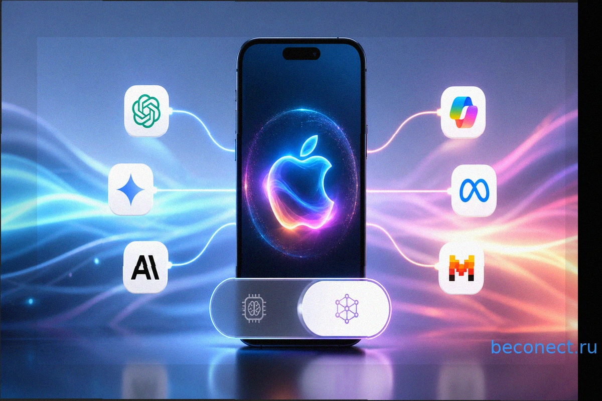 Новая функция iOS 27: Apple разрешит заменить Apple Intelligence на ChatGPT, Gemini, Claude или другой ИИ