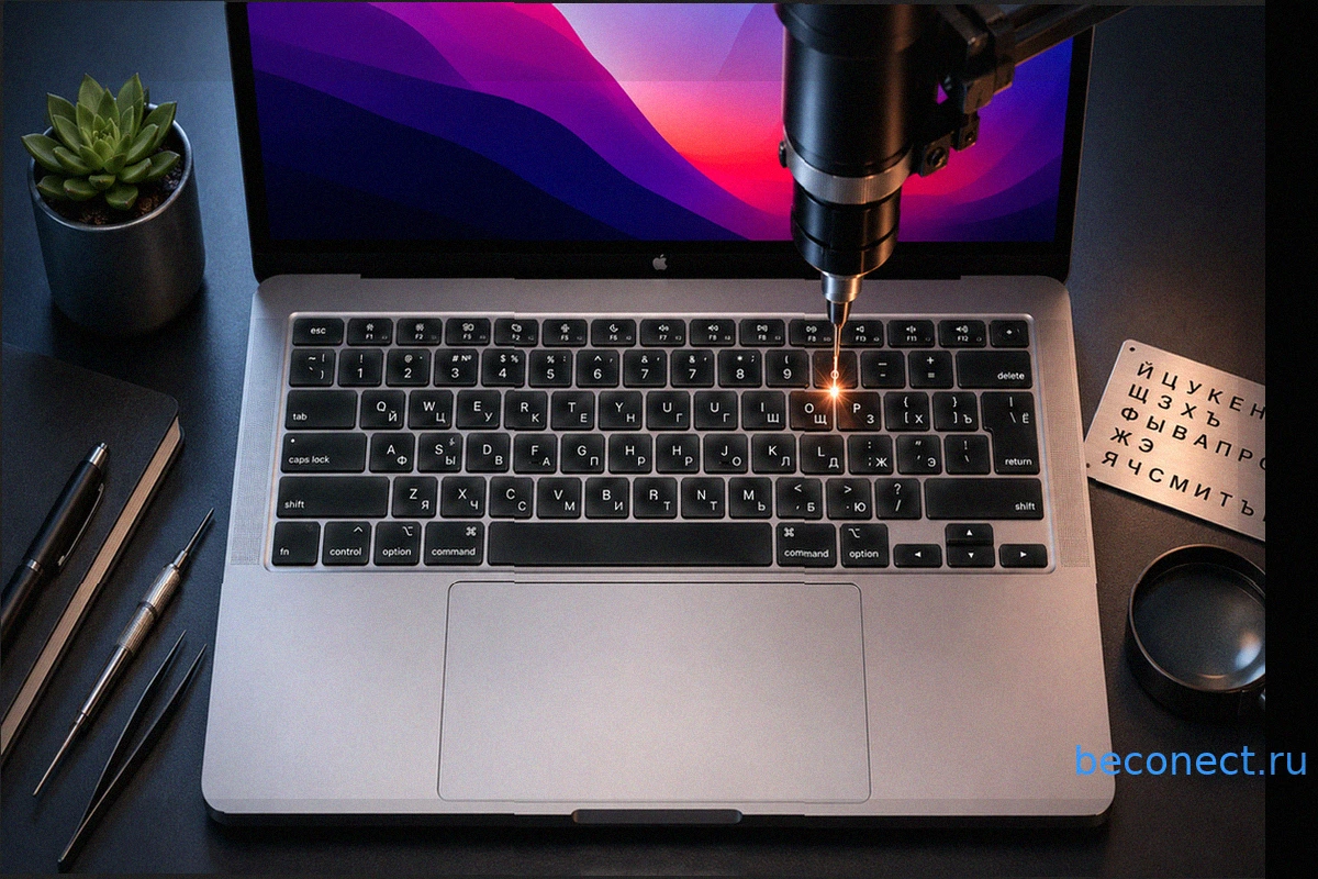 Лазерная гравировка русских букв на клавиатуре MacBook: безопасно ли это?